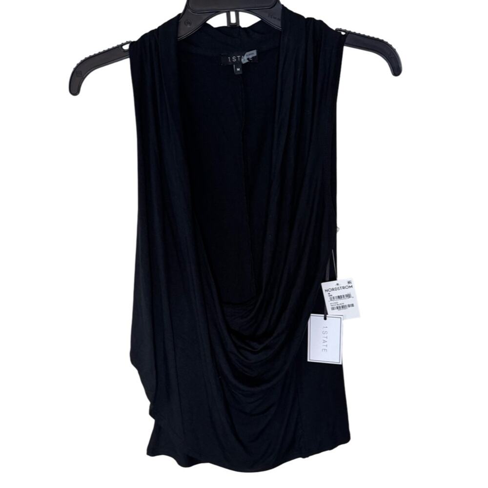 1. State Sleeveless Cross Front Top - Black Size M
